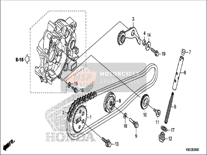14610KWB600, Roller Comp., Cam Chain Guide, Honda, 0